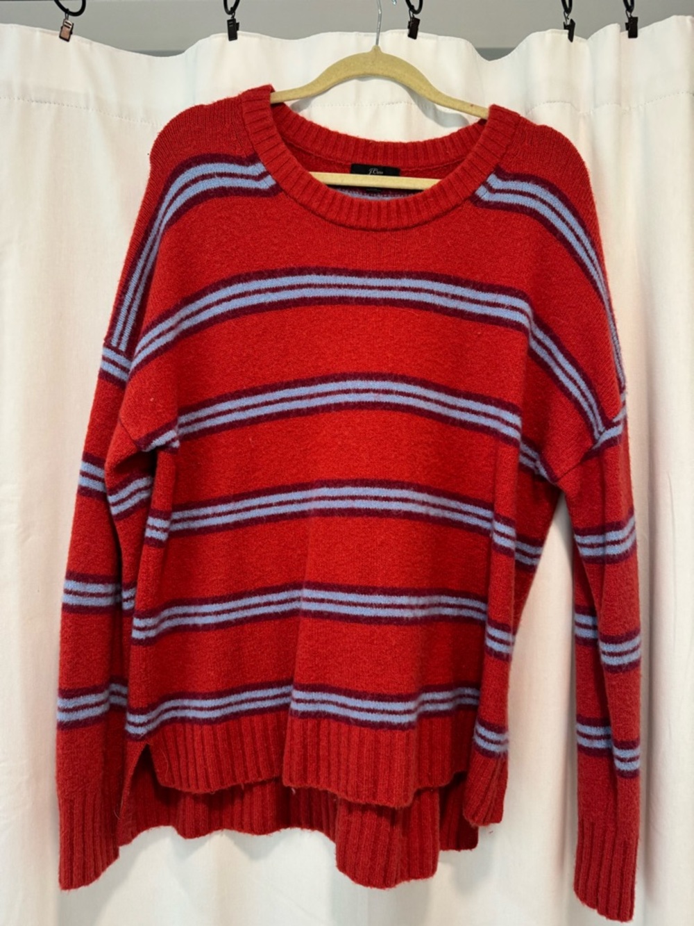 J. Crew Red Sweater with Blue Stripes